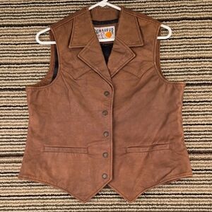 SCHAEFER Outfitter Bowie Brown 710L Western‎ Leather Medium Womens Vest